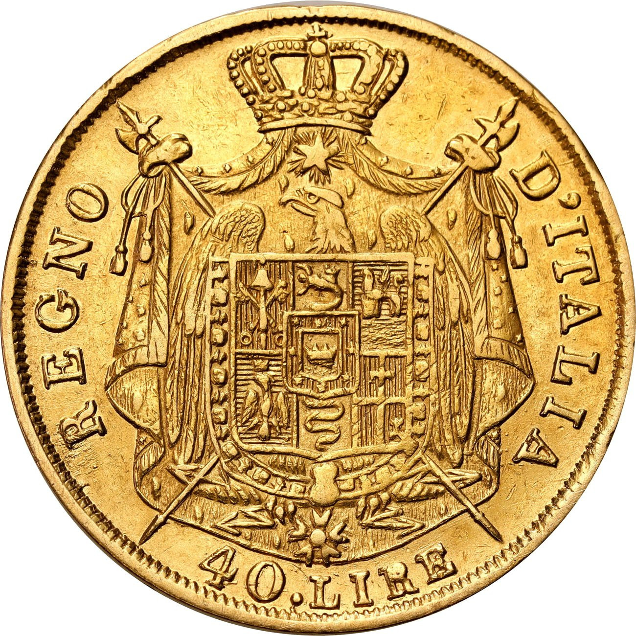 Włochy. Napoleon I (1805-1814). 40 lirów 1810 M, Mediolan